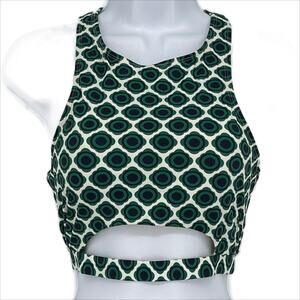 Racer Back Tankini Swimsuit Top with Geo in Green and Blue Size XL